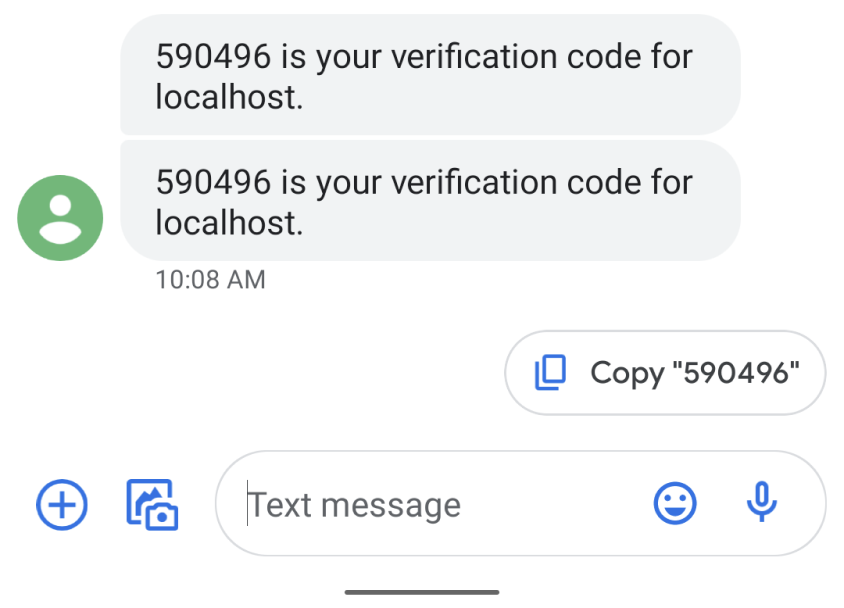 Phone auth verification text from Firebase