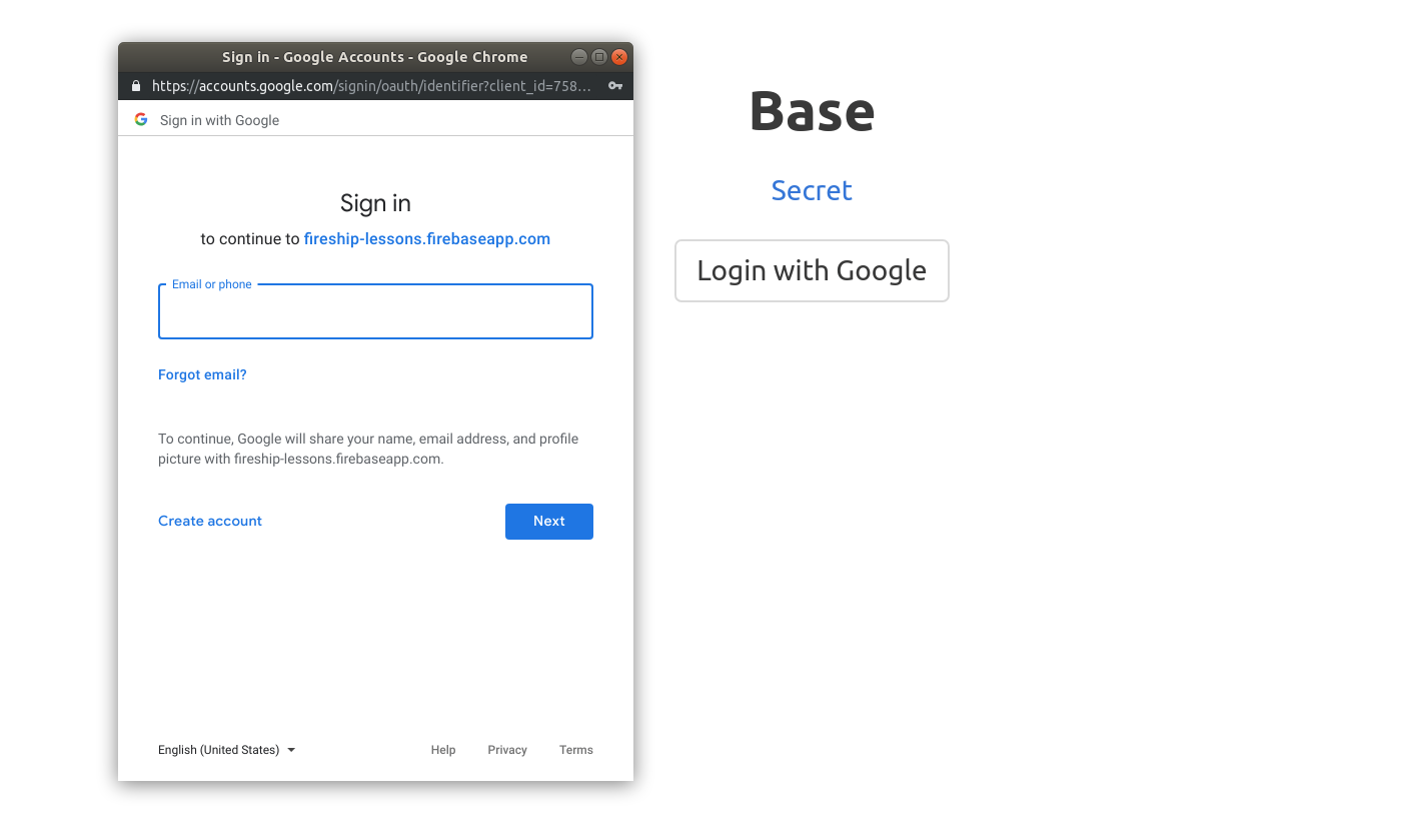 Google signin popup via firebase