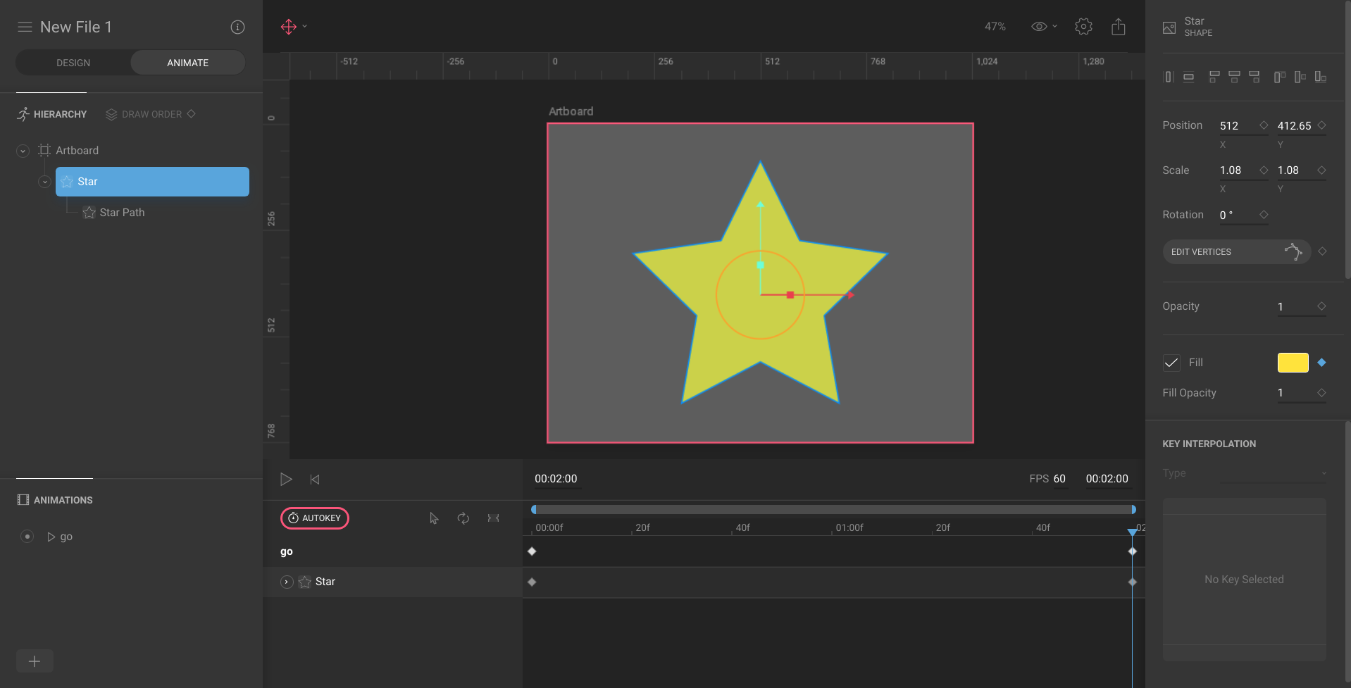 Animate the fill color of the star
