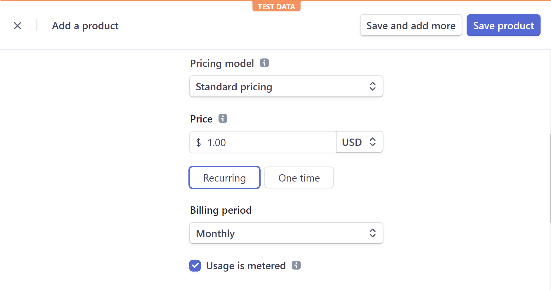 Create a metered product on Stripe