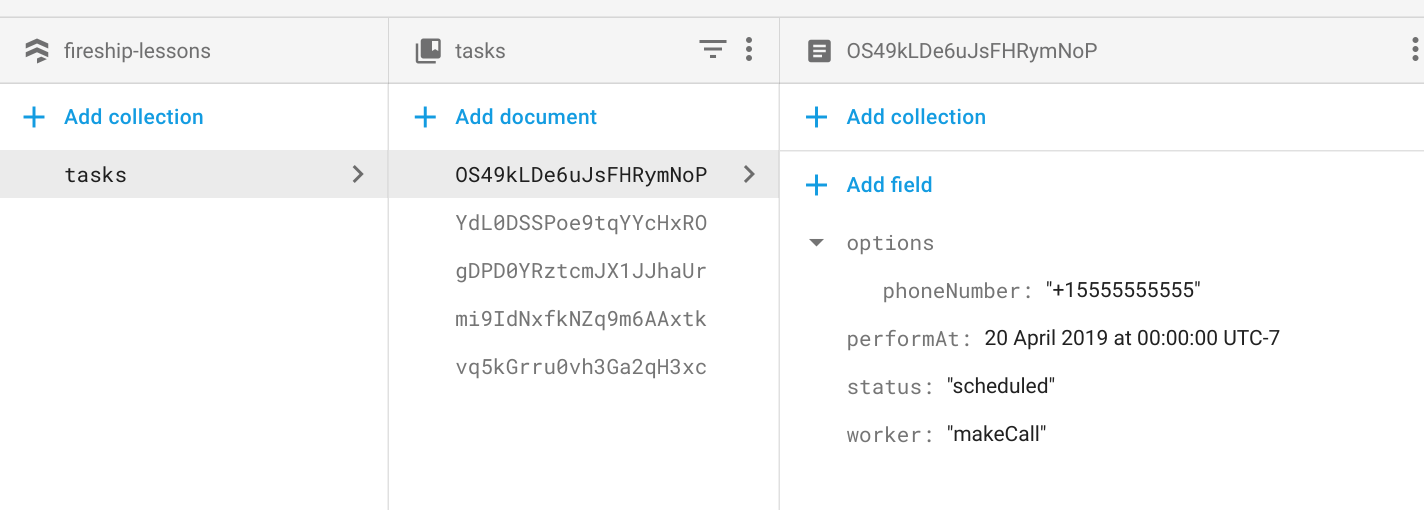 Tasks represent a simple data model for calling JS functions and passing data to our backend code