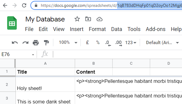 Grab Google Sheets Spreadsheet ID