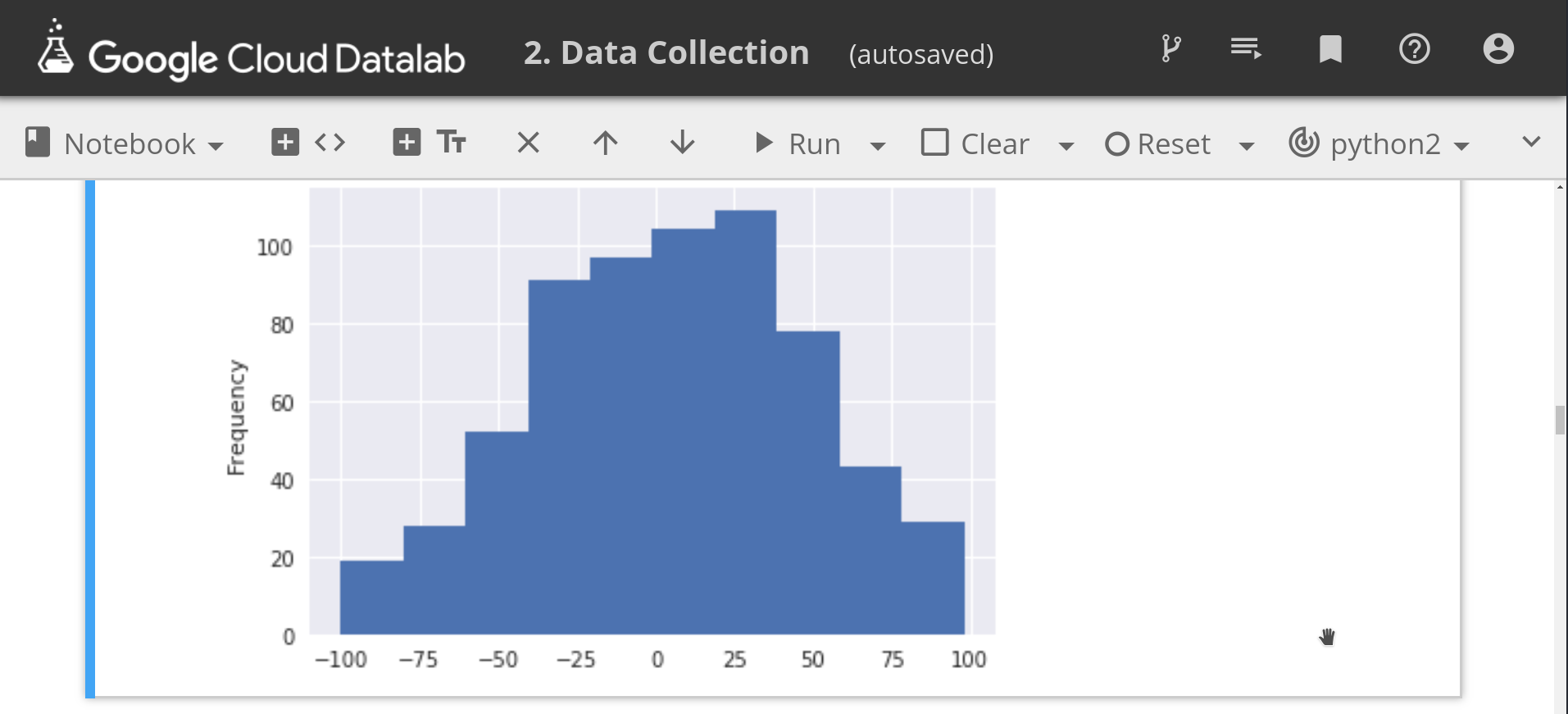 Showing a histogram in DataLab