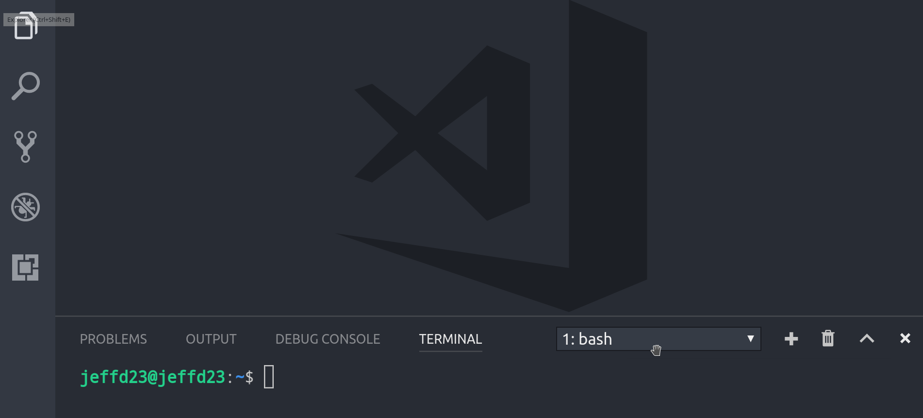 Open a blank vscode project