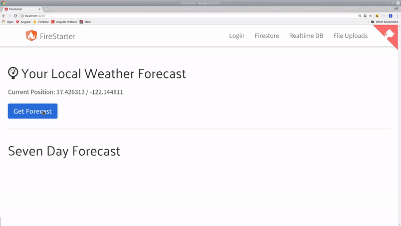 Weather forecasting app demo