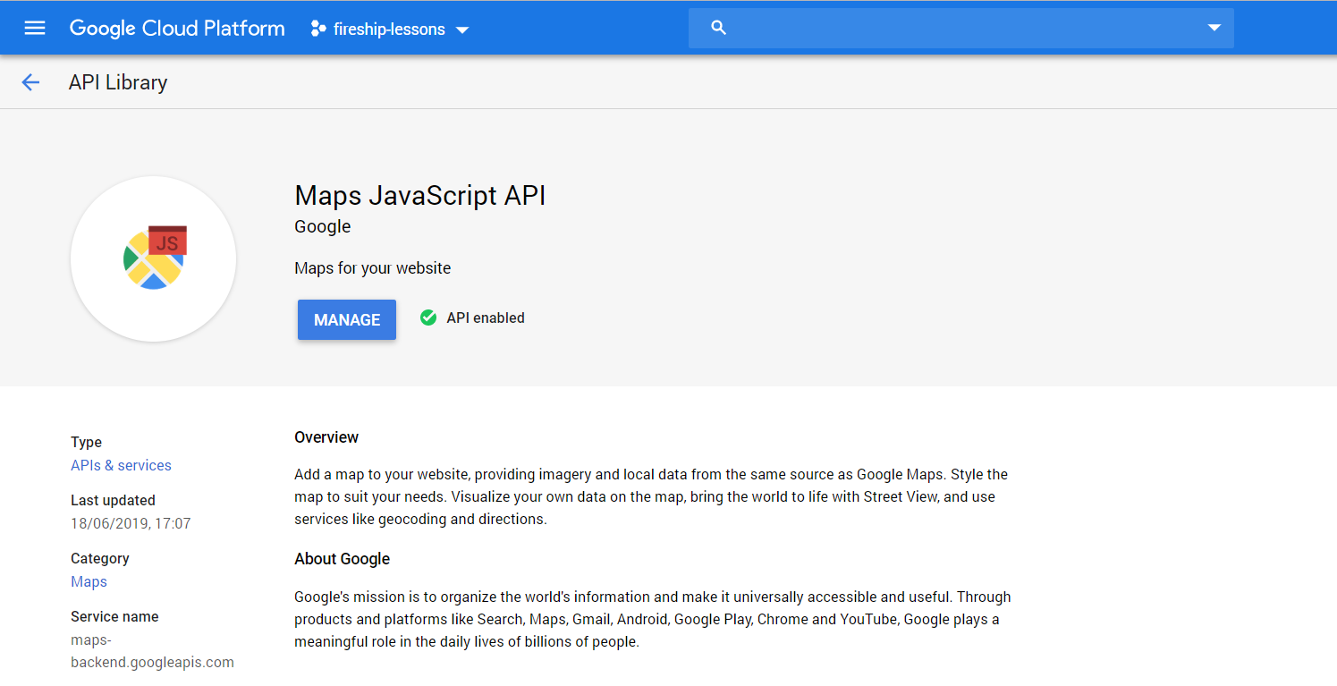 Google Maps JS API